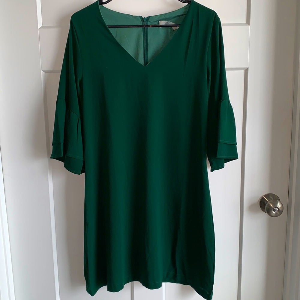 Belongsci Lined Bell Sleeve Midi Dress